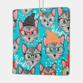 Kat in de pet keramisch ornament (Links)