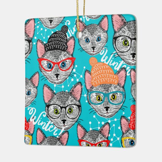 Kat in de pet keramisch ornament (Links)