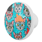 Kat in de pet keramische knop (Rechts)