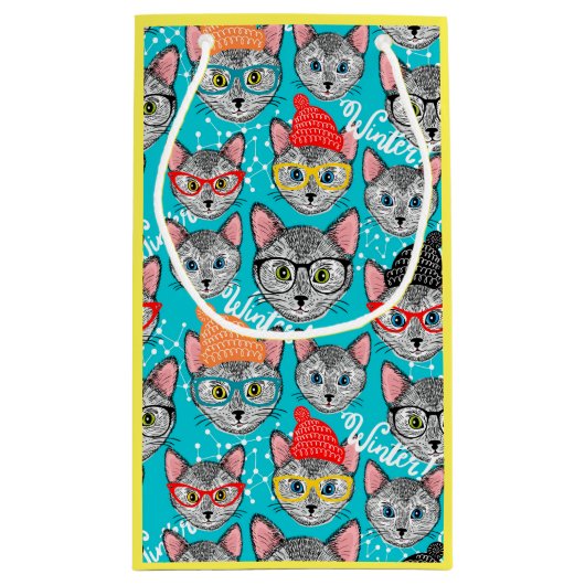 Kat in de pet klein cadeauzakje (Achterkant)