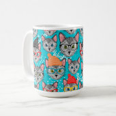 Kat in de pet koffiemok (Voorkant links)