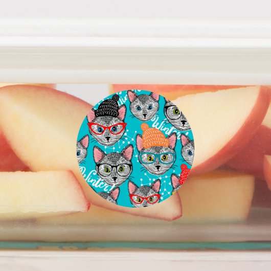 Kat in de pet labels (Aangebracht)