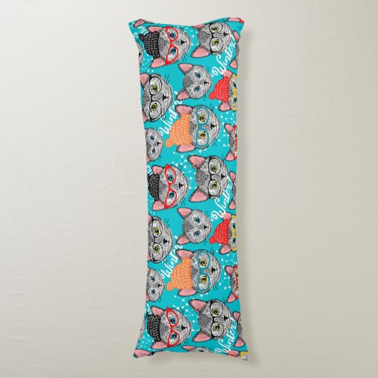 Kat in de pet lichaamskussen (Voorkant Verticaal)