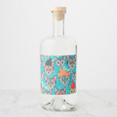 Kat in de pet likeurfles etiket (Voorkant)