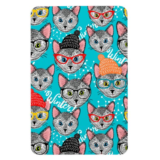 Kat in de pet magneet (Verticaal)