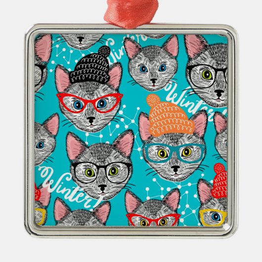 Kat in de pet metalen ornament (Voorkant)