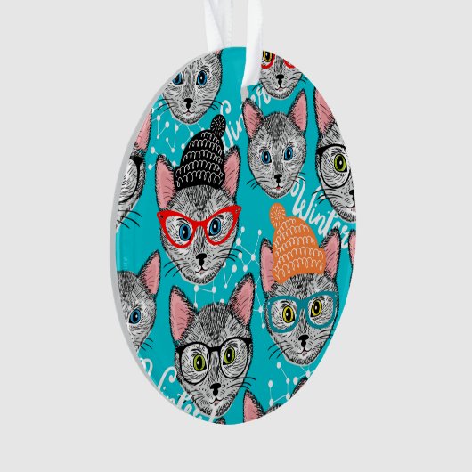 Kat in de pet ornament (voorkant)