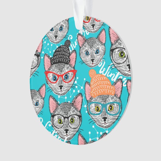 Kat in de pet ornament (voorkant)