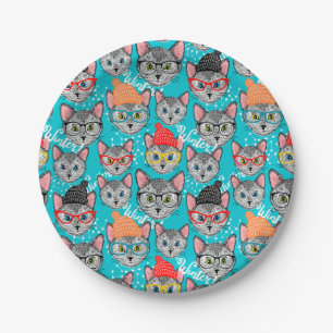 Kat in de pet papieren bordje