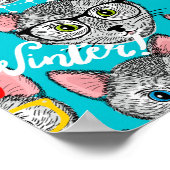 Kat in de pet poster (Hoek)