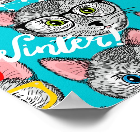 Kat in de pet poster (Hoek)