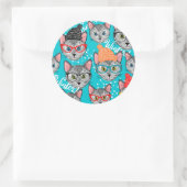 Kat in de pet ronde sticker (Tas)