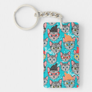 Kat in de pet sleutelhanger