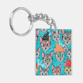 Kat in de pet sleutelhanger (Voorkant Links)