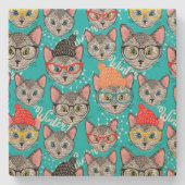 Kat in de pet stenen onderzetter (Voorkant)