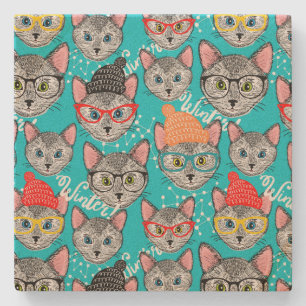 Kat in de pet stenen onderzetter