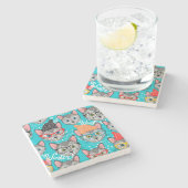 Kat in de pet stenen onderzetter (Zijkant)