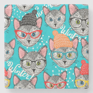 Kat in de pet stenen onderzetter