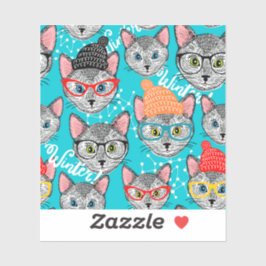 Kat in de pet sticker