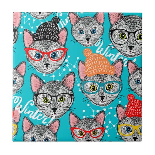 Kat in de pet tegeltje (Voorkant)