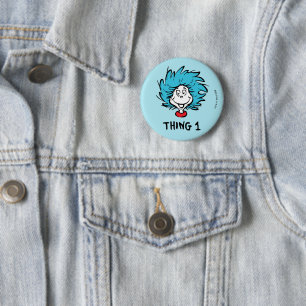 Kat in de Pet   Thing 1 Thing 2 - Thing 1 Ronde Button 5,7 Cm