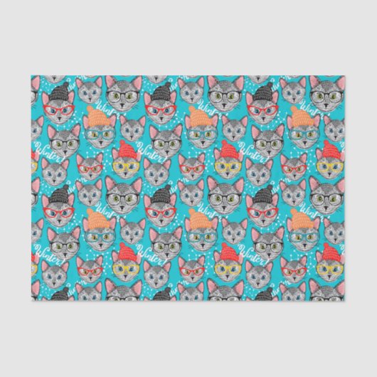 Kat in de pet tissuepapier (Voorkant)