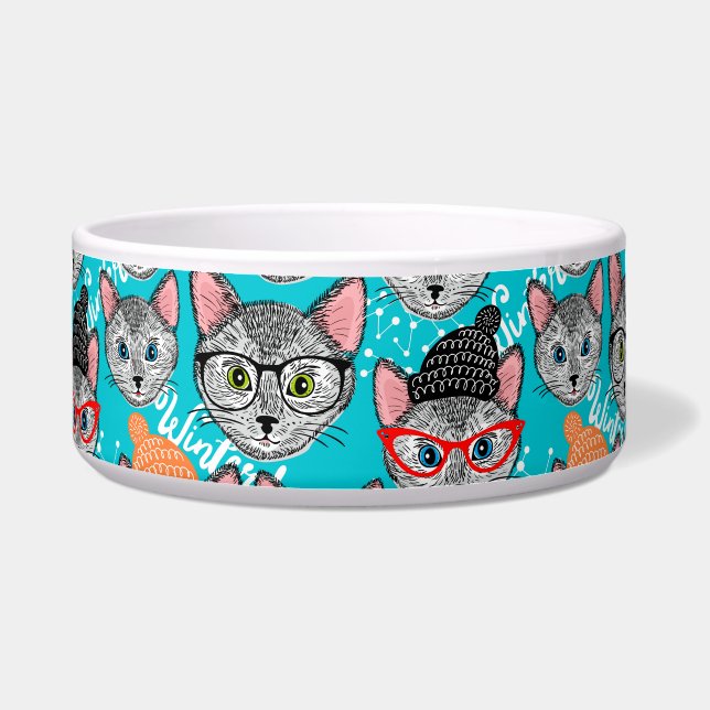 Kat in de pet voerbakje (Voorkant)