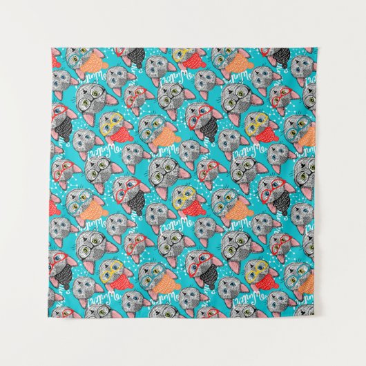 Kat in de pet wandkleed (Voorkant (horizontaal))