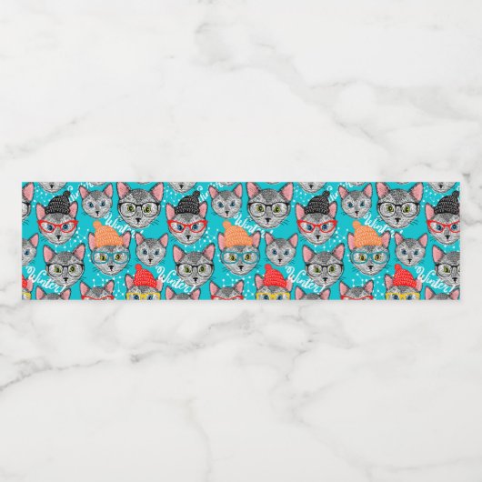 Kat in de pet waterfles etiket (Enkel label)