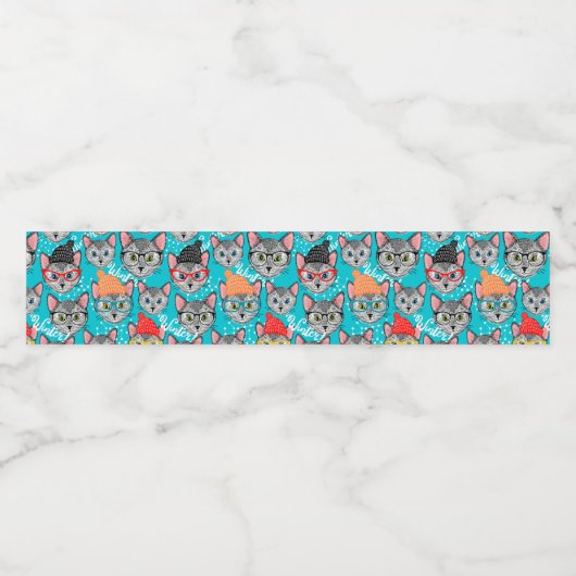 Kat in de pet waterfles etiket (Enkel label)