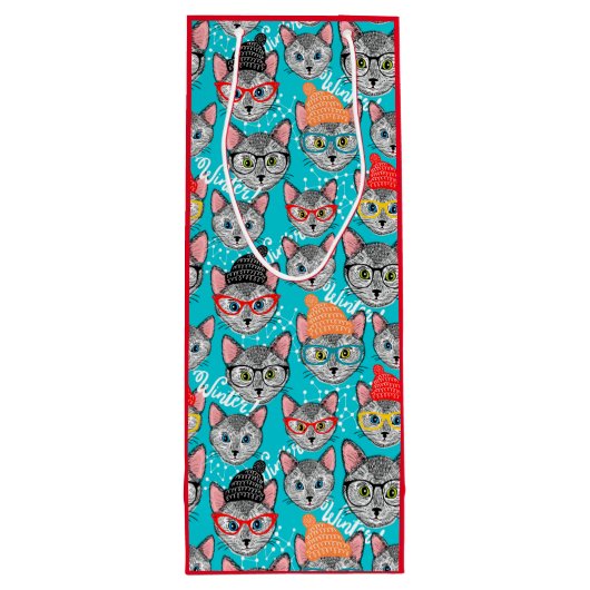 Kat in de pet wijn cadeautas (Achterkant)