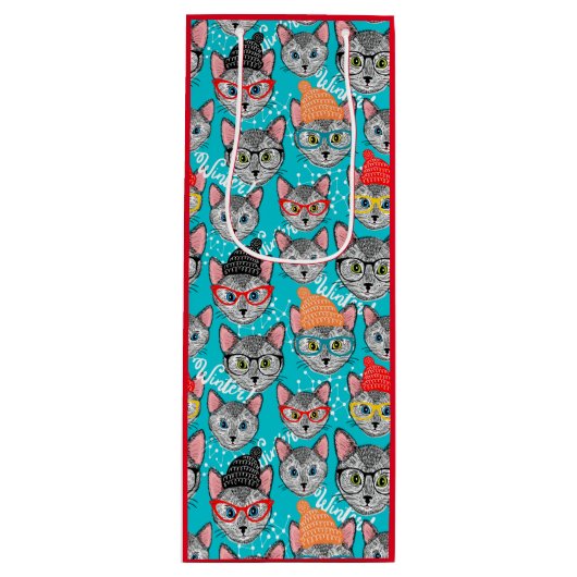 Kat in de pet wijn cadeautas (Voorkant)