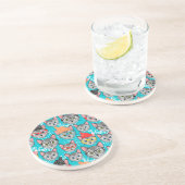 Kat in de pet zandsteen onderzetter (Zijkant)