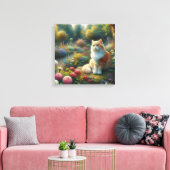 Kat in de prachtige tuin canvas afdruk (Insitu (Woonkamer))