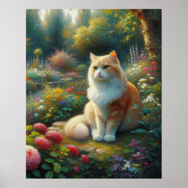 Kat in de prachtige tuin Canvas Print