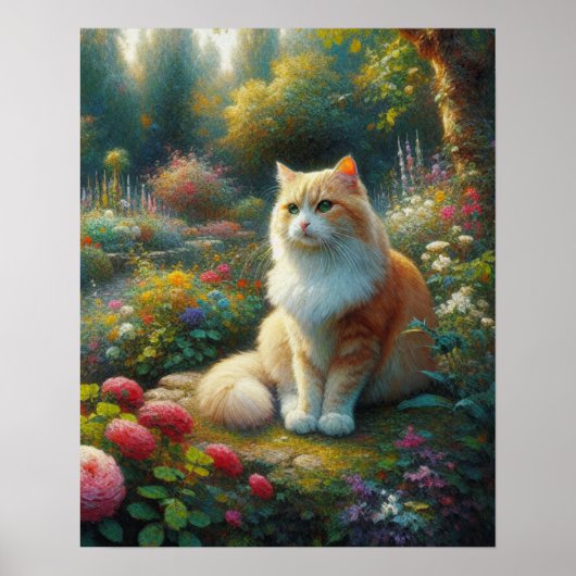 Kat in de prachtige tuin Canvas Print (Voorkant)