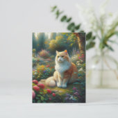 Kat in de prachtige tuin Canvas Print Briefkaart (Staand voorkant)