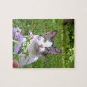 Kat in de Puzzle Petunias Legpuzzel (Horizontaal)