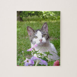 Kat in de Puzzle Petunias Legpuzzel