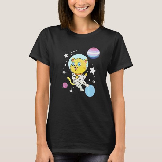 Kat In De Ruimte Bigender Trots T-shirt (Voorkant)