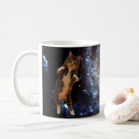 Kat in de ruimte - mok (Met donut)