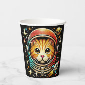 Kat in de ruimte papieren beker! papieren bekers (Achterkant)