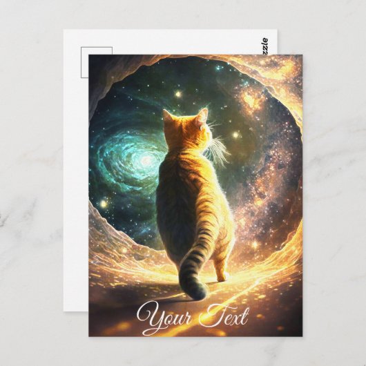 Kat in de ruimtesolf. briefkaart (Voorkant / Achterkant)