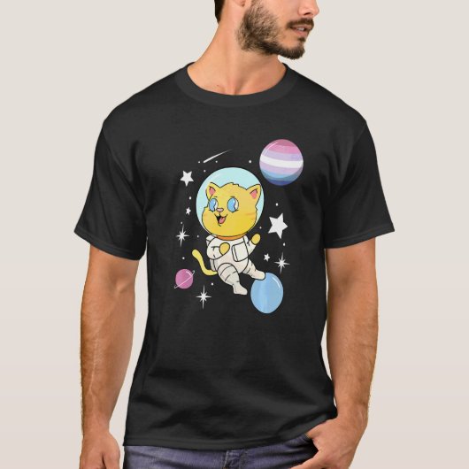 Kat in de ruimtevaart t-shirt (Voorkant)