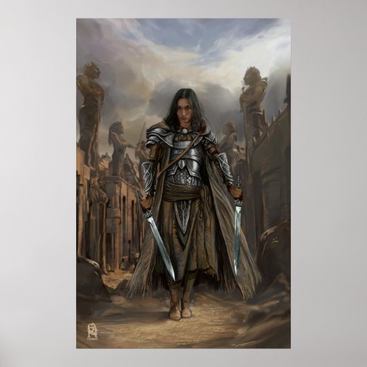 Kat in de ruïnes van een oude stad poster (Voorkant)