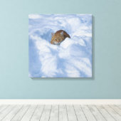 Kat in de sneeuw canvas afdruk (Insitu (Houten vloer))