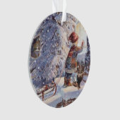 Kat in de sneeuwkerstversiering ornament (voorkant)
