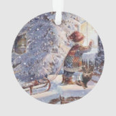 Kat in de sneeuwkerstversiering ornament (achterkant)
