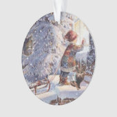 Kat in de sneeuwkerstversiering ornament (voorkant)