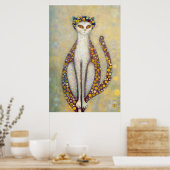 Kat in de stijl van Gustav Klimt, Art Nouveau Poster (Keuken)